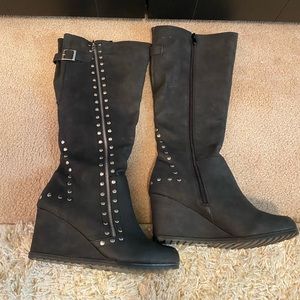 Studded Wedge Boots